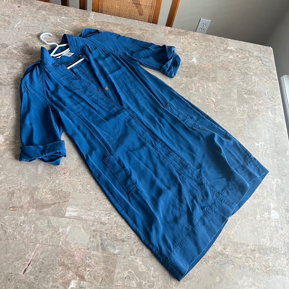 Diane Von Furstenberg Blue Silk Shirt Dress Size 2